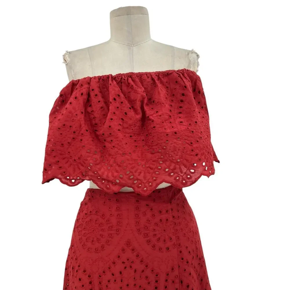 Astra Signature Julie Ruffle Lace Bandeau Tiered Maxi Skirt‎ Set Size 16